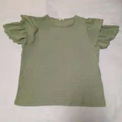 COLZA フリル袖 グリーン Tシャツ L