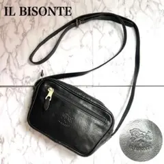 【希少デザイン】IL BISONTE カメラバッグ ショルダー ブラック 本革