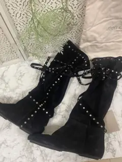 美品 JIMMY CHOO ジミーチュウ★スタッズリボンロングブーツ 23cm