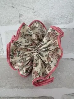 リバティ♡ハンドメイドシュシュ　ムーンモス　クラシカルピンク×濃いピンク　ラメ
