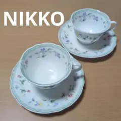 NIKKO カップ&ソーサー ニッコー 花柄 ボタニカル柄　2客セット