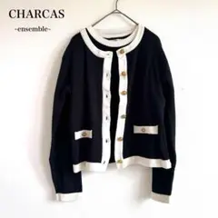 CHARCAS チャーカス アンサンブルニット 金ボタン カーディガン ブラック