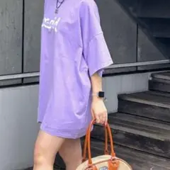 x-girl 紫 Mサイズ ビックTシャツ　2024年購入