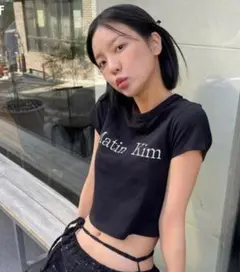 matinkim マーティンキム クロップド丈 Tシャツ ミニサイズ ブラック黒