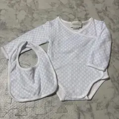 GUCCI ホワイトロンパース・ビブセット 3M