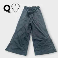 Q♡ HEART グレー　百貨店　M ナイロン　ワイドパンツ　スリット　ベルト