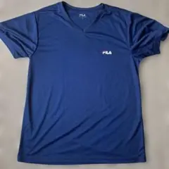 美品★FILA ネイビー Vネック Tシャツ LL 速乾