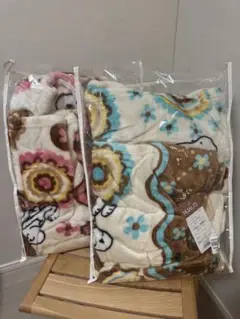 【未使用品】西川 スヌーピー 毛布 140cm✖️200cm ピンクとブルー