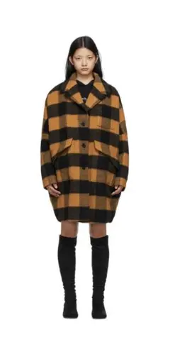 MM6 MAISON MARGIELA ブラックu0026オレンジ チェックコート