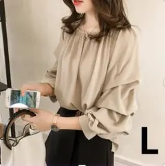 白　大人　オフショルダー レディース　パフ袖　秋　長袖　シフォン 　訳あり