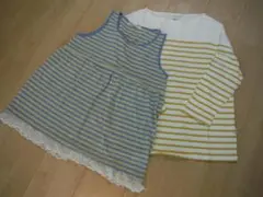 ♡七分袖　カットソー＆タンクトップ　M　ボーダー　サマンサモスモス　イエロー♡