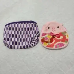 和柄とこぶたのポーチ2点セット