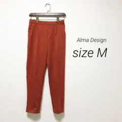 Alma Design テーパード パンツ M レッド タック アルマデザイン
