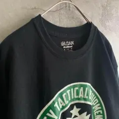 ギルダン 古着 スターバックス ピストル パロディTシャツ 半袖 プリント 黒