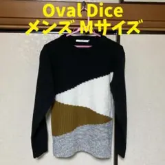 OVAL DICE セーター 切り替え 黒 白 灰 茶 メンズ Mサイズ