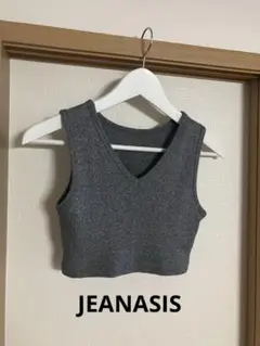 JEANASIS グレー Vネック ショート丈タンクトップ