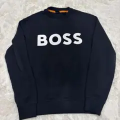 【美品】近年モデル HUGO BOSS ブラック スウェット ビッグロゴ M