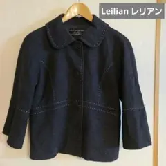 Leilian レリアン 7分袖 ジャケット ダークグレー