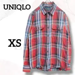ユニクロ　チェックシャツ　XS　美品　メンズ　お洒落　前開き　着回し　長袖シャツ