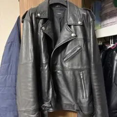 ブラック レザー ダブルライダースジャケット