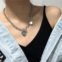 ◆新品◆BOX付き♡ハートチェーンネックレス♡ストリート♡シルバー
