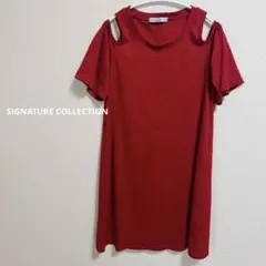 SIGNATURE COLLECTION レッド 半袖ワンピース
