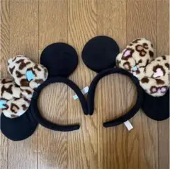ミニー ディズニー カチューシャ ボア ファー ヒョウ柄 レオパード カラフル