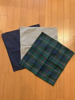 無印良品　チェック　グレンチェック クッションカバー 3枚　43x43cm