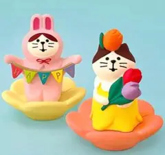 コンコンブル　お花の台座ペア＆うさぎにゃんこフラッグフラワーにゃんこチューリップ