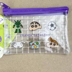 クレヨンしんちゃん メッシュケース フラットポーチ クリアポーチ 100均 財布