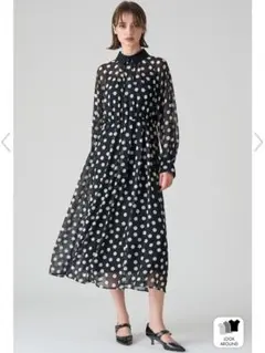 現行品 アナイ ANAYI ポルカドットタイ衿付きワンピース ロング 2WAY