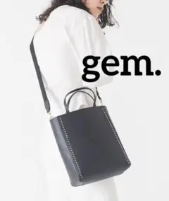 サミールナスリ Gem. スタッズ 黒ショルダーバッグ オフィス OL 牛革