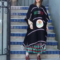 USA VINTAGE アメリカ古着メキシコ刺繍デザインウールメキシカンポンチョ