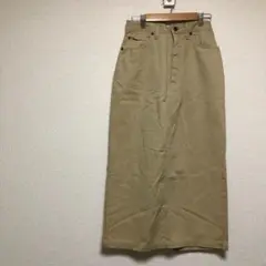 Lサイズ ベージュ タイトスカート　綿100 シンプル　ボタン　b064