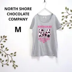 【ノースショアチョコレートカンパニー】Tシャツ M グレー ピンク BIGロゴ