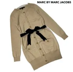 美品 MARC JACOBS リボンベルト付 ロングカーディガン ベージュ S