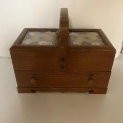 木製裁縫箱 取っ手付き
