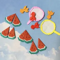 折り紙　極小　夏のスイカ　金魚掬い　セット