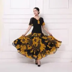 花柄練習着トップス&スカート2点セット❤️練習着としてもダンスパーティーにも✨