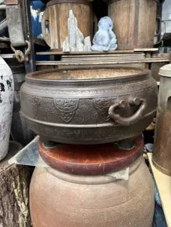 軽金属 特大火鉢　古道具　囲炉裏　昭和レトロ 灰ならし火箸セット 鹿紅葉文平火鉢 2025年最新】鉄火鉢の人気アイテム - メルカリ