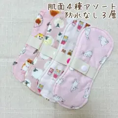 布ナプキン 羽なしライナー 防水なし おりもの用 4枚セット 肌面4種アソート