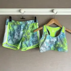 【OLD NAVY】レディース　スポーツブラ上下セット　大きめサイズ　緑色　美品