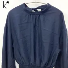 【k*】バックリボンペプラムブラウス　ネイビー　M