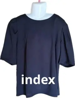 【新品】index ネイビー 半袖パフスリーブトップス 38/Mサイズ