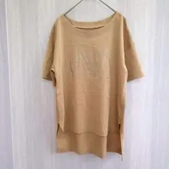 ジッツォ トップス カットソー Tシャツ 半袖 ロゴT ベージュ L 春夏