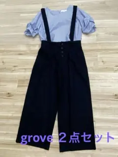 グローブ　サロペット・半袖ストライプブラウス　Ｍサイズ