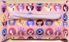 ボックスティッシュカバー（カラフルキャットフレンズ柄）
