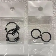 ピアス メンズ イヤリング フープ ノンホールピアス ピアス風 ブラック