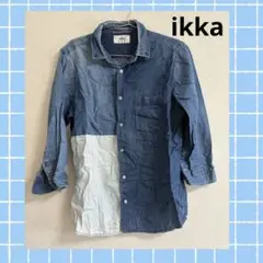 ikka メンズ　デニムシャツ　七分袖　綿100% 夏　春　秋　羽織　M BBQ