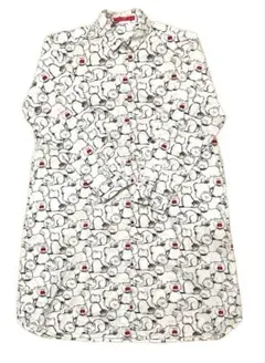 極美品　グラニフ×あだち充　シャツワンピース　ロングシャツ　総柄 ネコ　F